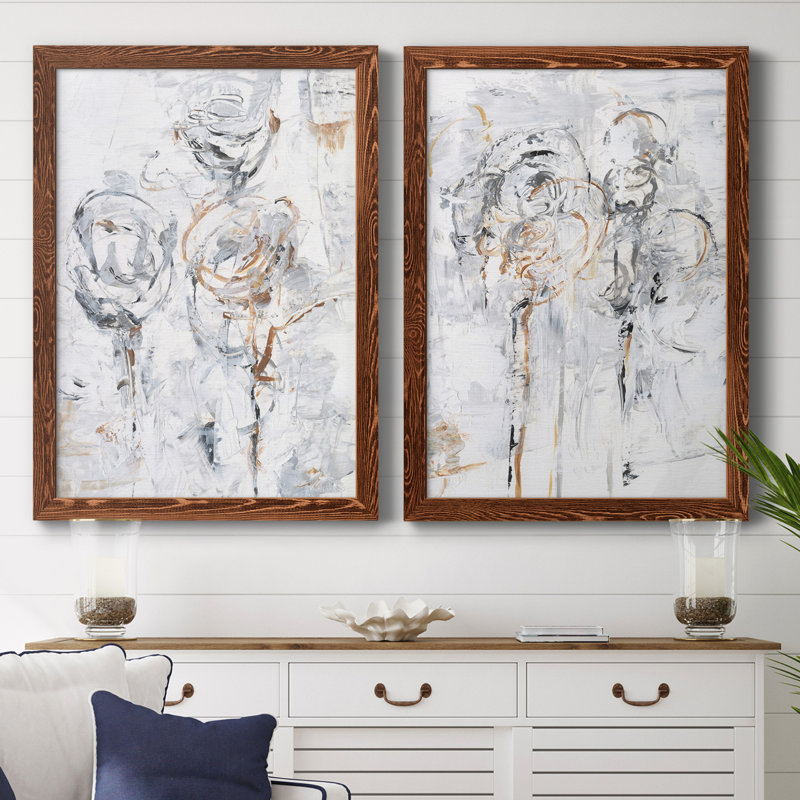 " Spring Wildflowers I " 2 - Pieces, 24" H x 36" W x 1.5" D, Maple Framed Canvas