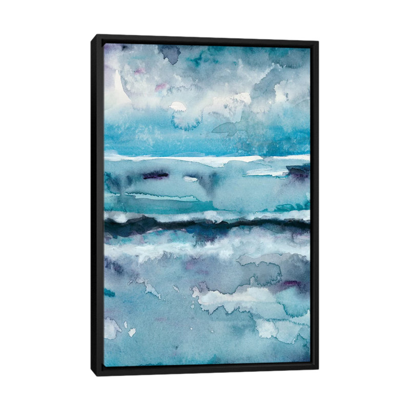 « blue maré ii », reproduction d’impression sur toile, H 26 po x l 18 po x P 1,5 po, Toile avec cadre noir, Pas de tapis