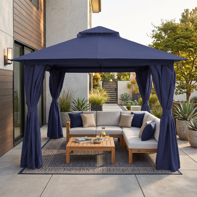 Decksplore 10'X10' Soft-top Double-Roofed Steel Patio Gazebo