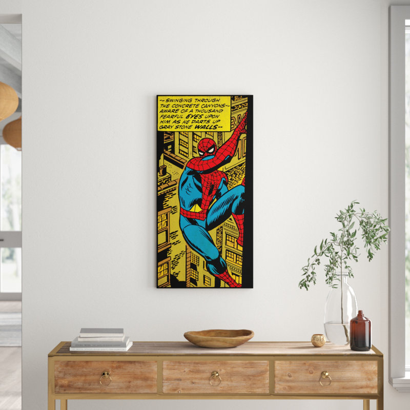 Spider-Man Swinging Through The Concrete Graphic Art Print on Canvas