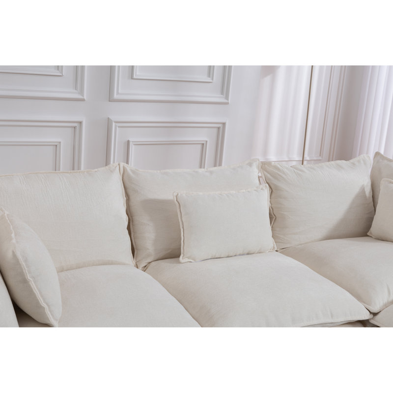 Canapé d'angle modulaire, tissu gaufré de 102,3 pouces, canapé infonuagique de Modern Home, Ivoire ivoire