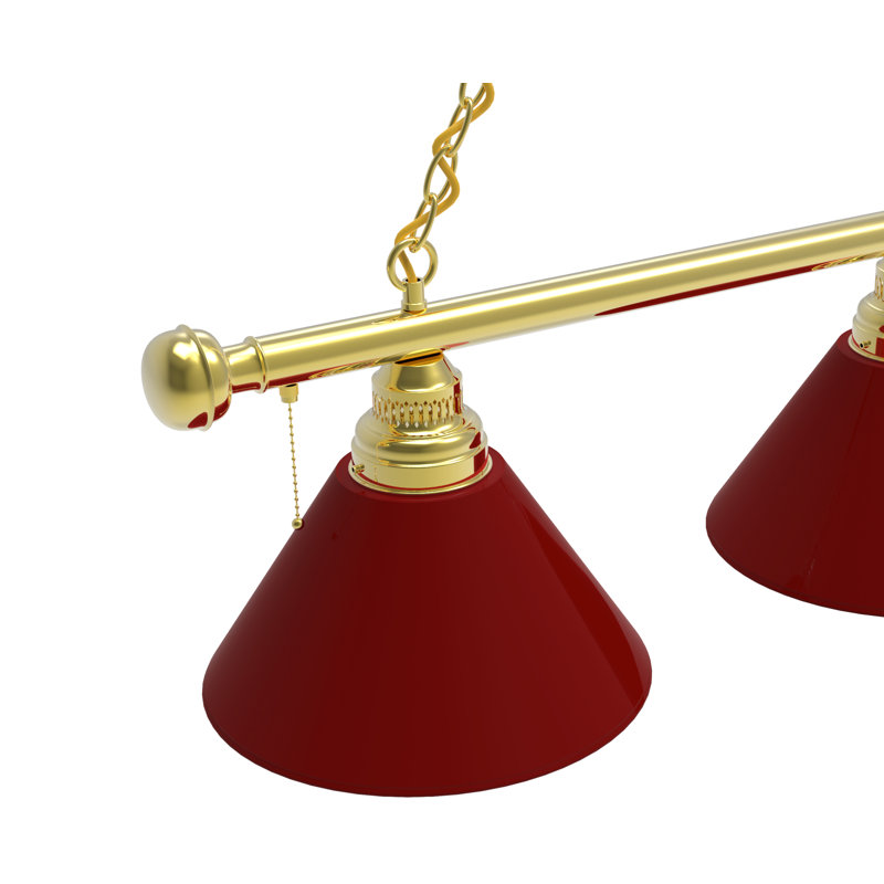 3 - Light Pool Table Lights Pendant, Brass, Burgandy