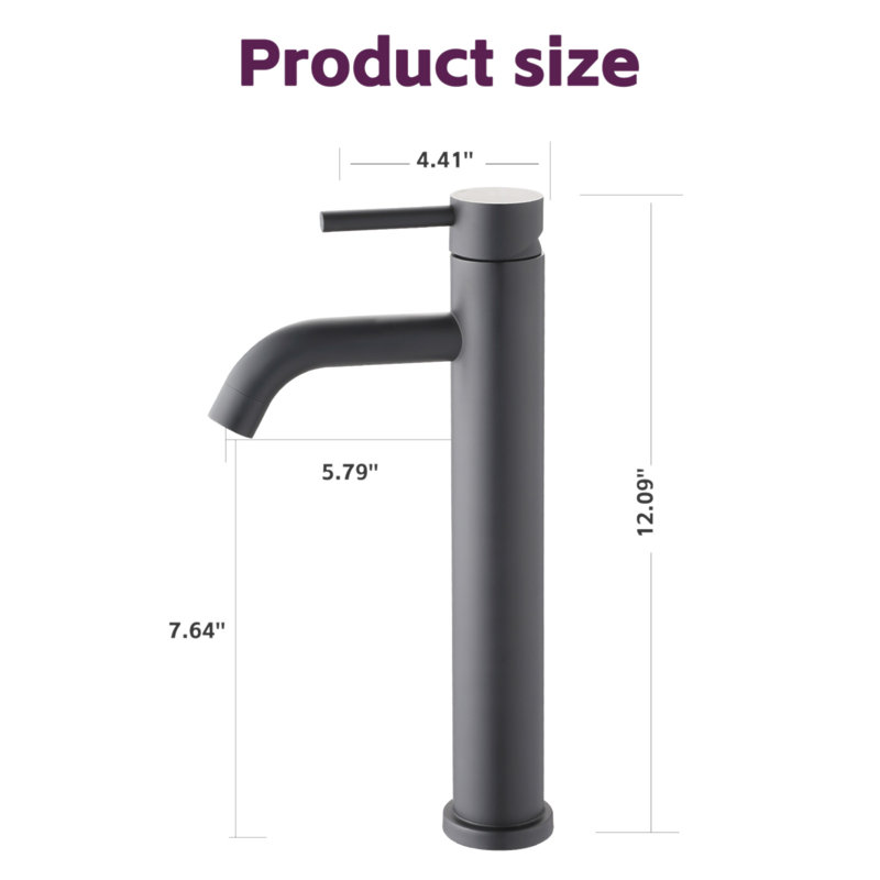 Robinet pour salle de bain pour salle de bain, Noir mat