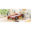 Lit de voiture de course simple rouge sur roulettes, contreplaqué massif et fabrication, rails latéraux pour la prévention des chutes, conception de sommeil confortable, dimensions de 98,7 po x 41,7 po et 26,5 po, assemblage requis, sécurité de qualité,-130833683