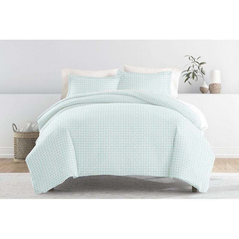 Aqua Blue Microfiber Full/Queen Duvet Cover Set with Pillow Shams