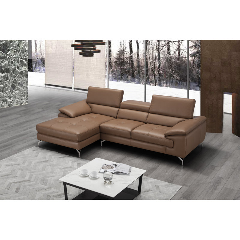 Grasmere Leather L-Shaped Sectional, Left Hand Facing, Caramel Genuine Leather