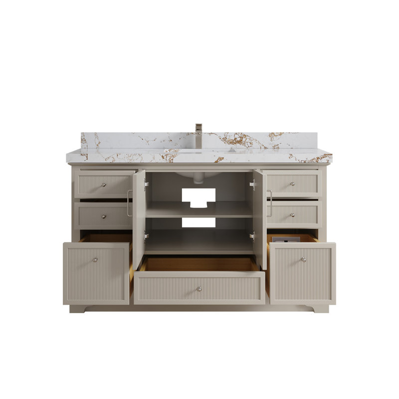 Alys 60'' Single Bathroom Vanity with Top, Viola Gold