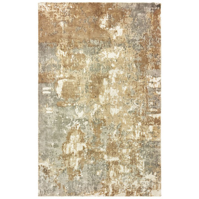 Tapis abstrait gris / brun noué à la main Kirkpatrick