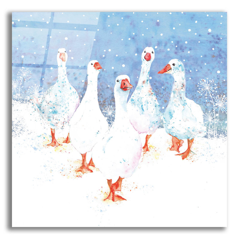  «Winter Geese» par Elle Media Group SA, art mural en verre acrylique, 12 po x 12 po