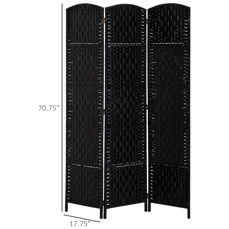 Paravent haut en osier, 70.75" H x 53.25" W x 0.75" D, Noir, 3