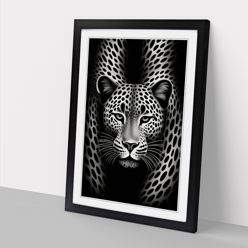 Cheetah Op - Framed Print, 46cm H x 34cm W, Black Framed