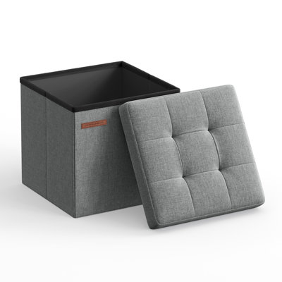 30cm Wide Tufted Rectangle Solid Colour Standard Ottoman with Storage