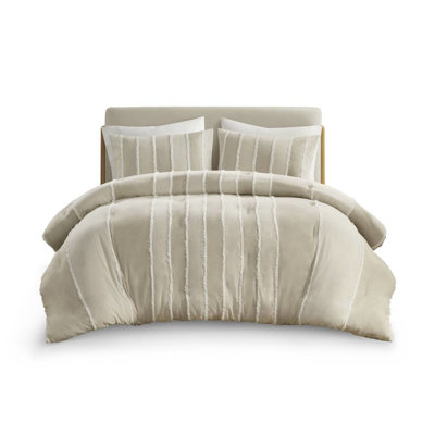 King/ King Comforter Taupe - 3 Piece Cotton Filling Stripes & Trim Washable By Machine 100% Alternating Stripes, Proof