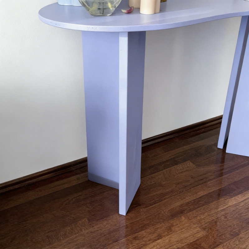 Modern solid-color irregular-shaped console table, 29.53" H x 55.12" W x 15.75" D, Purple