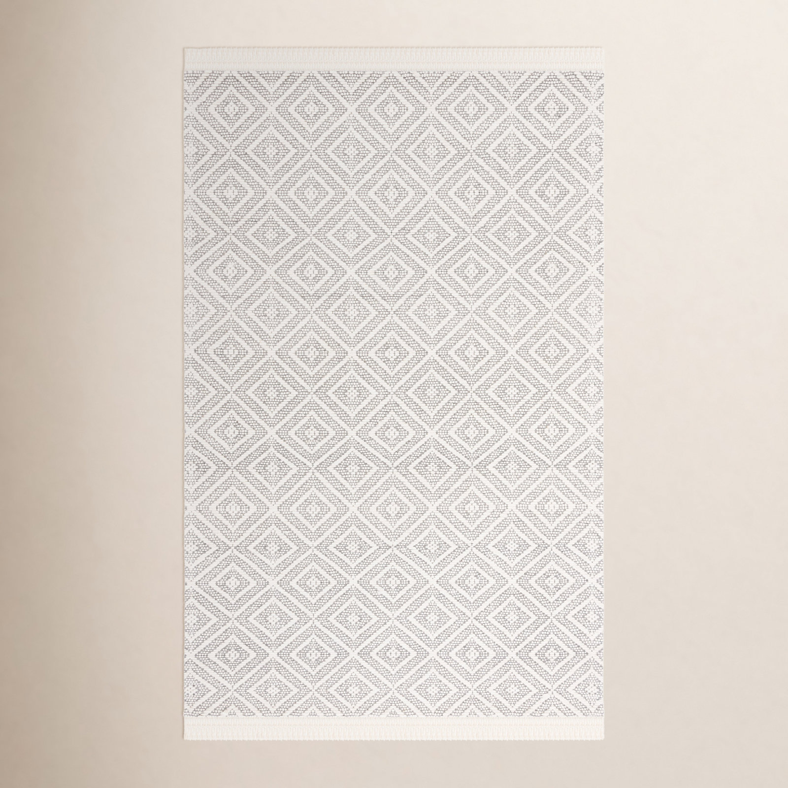 Pompano Ivory Grey Hand-Woven Geometric Rug, Rectangle 4' x 6'