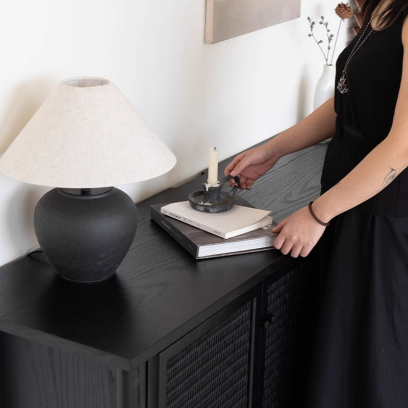 Buffet noir de haute qualité, H 31,5 po x l 70,87 po x P 17,72 po