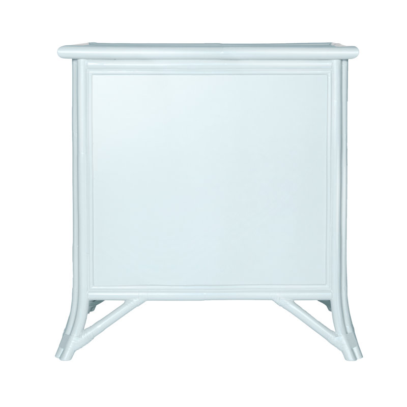 1 - Drawer Rattan Nightstand, Light Blue
