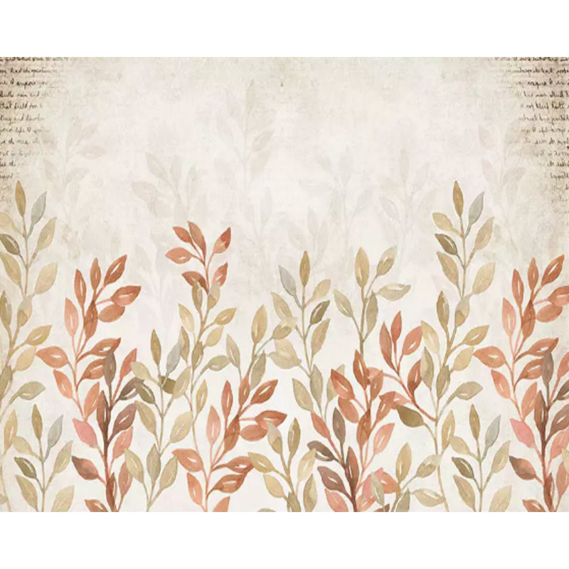 Papier peint à feuilles amovibles en textile d’automne rétro, L 114 po x l 204 po