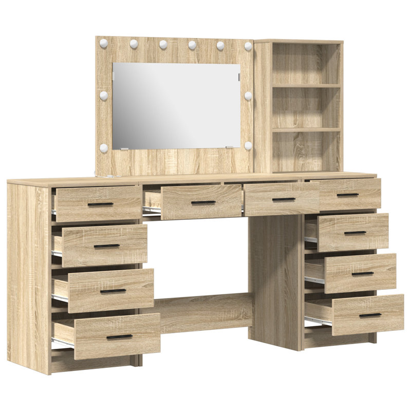 Set Of 3 Engineered Wood Standard, Sonoma Oak