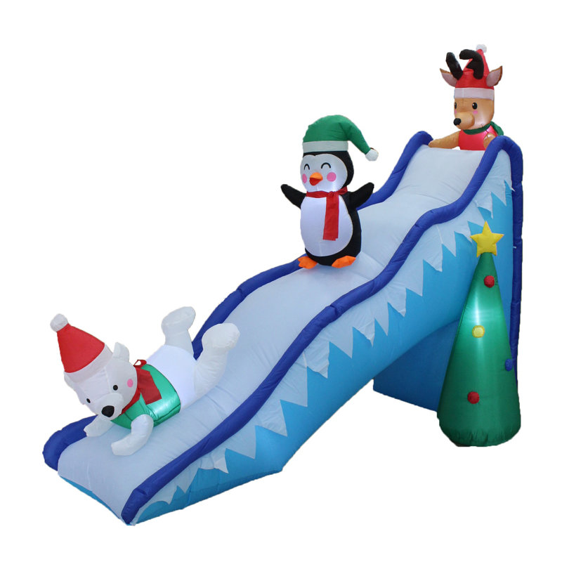 Décoration de jardin gonflable 9 pieds avec ours polaire, pingouin et renne