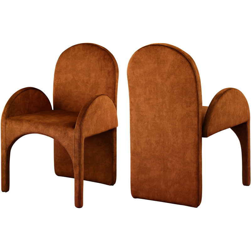 Caserta 18.5'' H Velvet Upholstered Armchair, Cognac Velvet