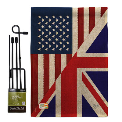 En toile jute american uk amitié the world impressions à 2 côtés 19 x 13 po ensemble de drapeau