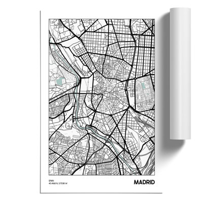 Map Madrid Spain - Unframed Graphic Art