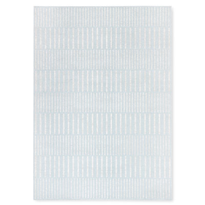 Tapis d'intérieur / extérieur à rayures décalées Tommy Bahama bleu / ivoire