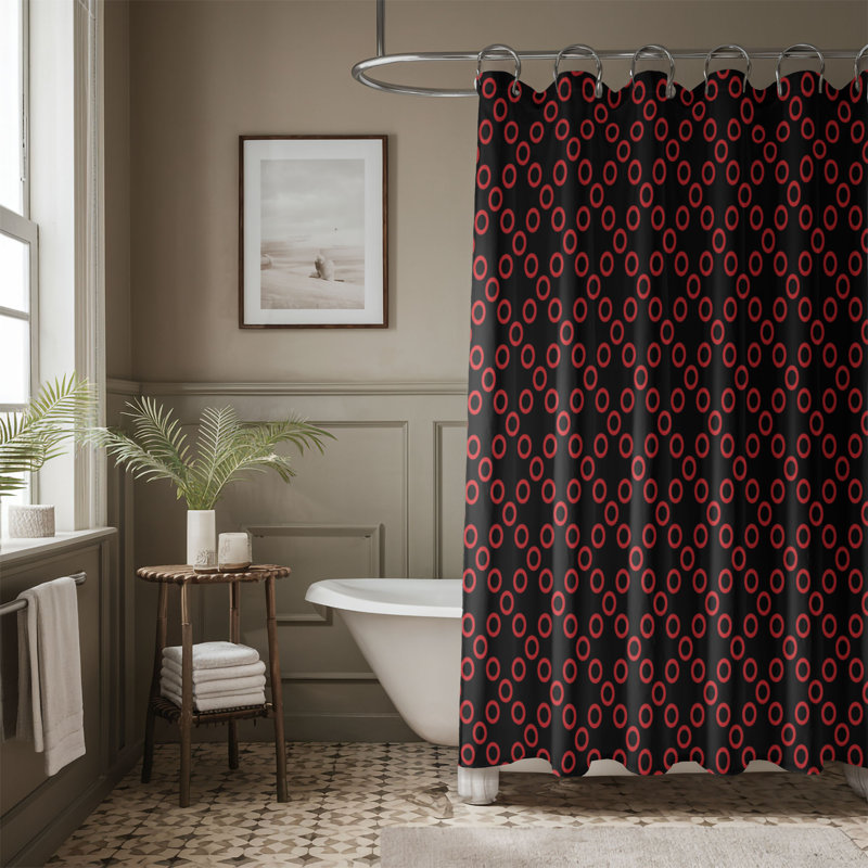 Black Dots - Rideau de douche Premium, H 74 po x l 71 po