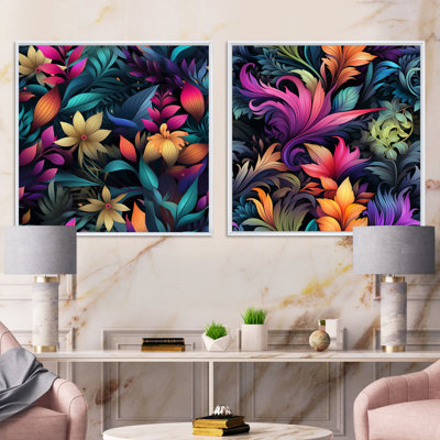Buglosse - Abstract Botanicals Square Collage Set Of 2