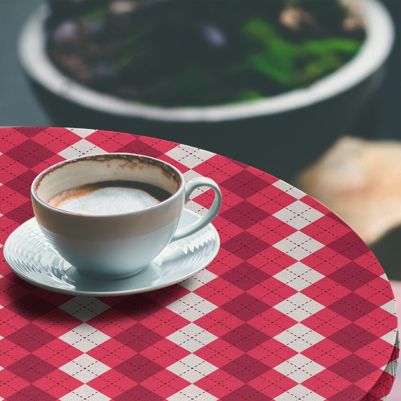 Millwood Pines Argyle Fitted Round Tablecloth Diameter Pearl Raspberry, 51.97" Round