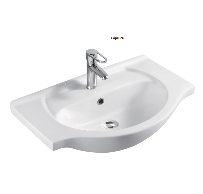 Plateau de meuble-lavabo simple Simoneau, 26", Trou de 8 po, Blanc Capri