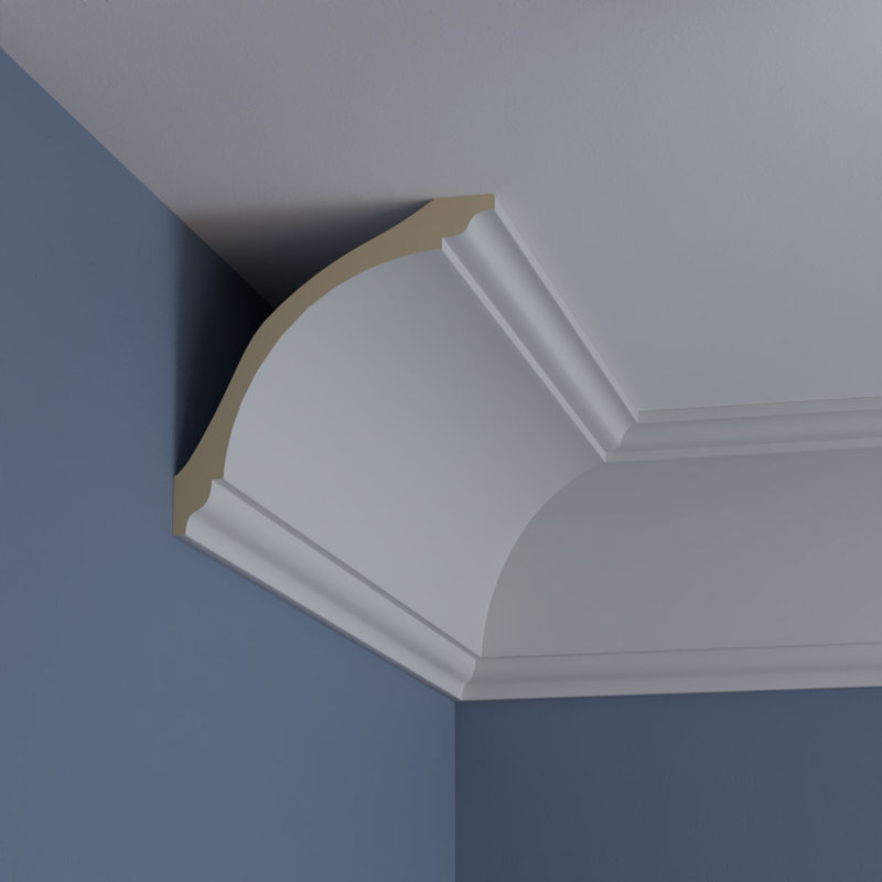 Primed White Polyurethane Geometric Crown Moulding Sample