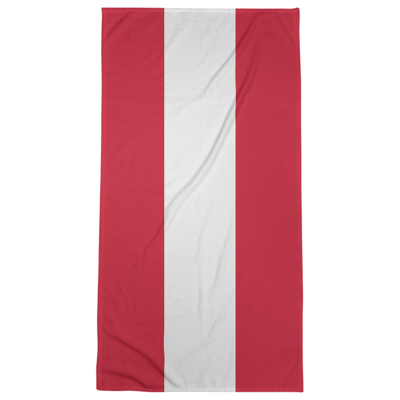 Lightweight Bath Towel, Red/White/Red, Poly/Cotton