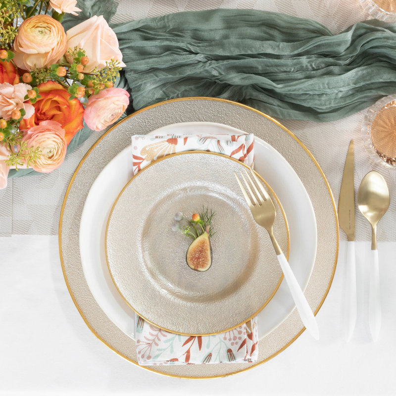 Assiette à salade en verre métallique, Perle
