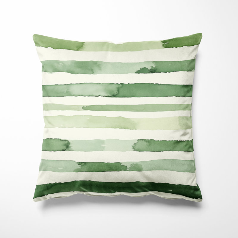 Coussin Country Farmhouse - Coussin rayé vert et beige, H 16 po x l 16 po