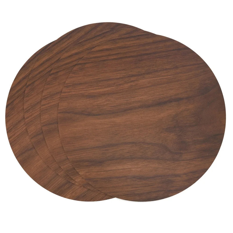 Napperons décoratifs en bois naturel avec panneau de fibres à densité moyenne 15 po, ensemble de 4 tapis de table 