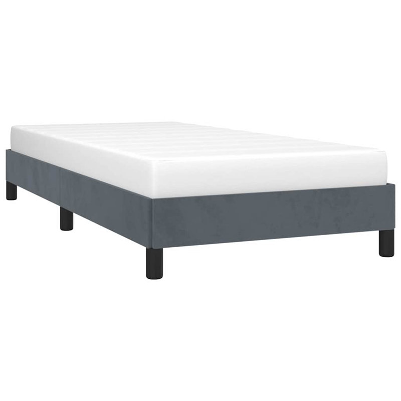 Yaziel Bed, Velvet Upholstered Platform Bed, No Mattress, Twin, Dark Gray