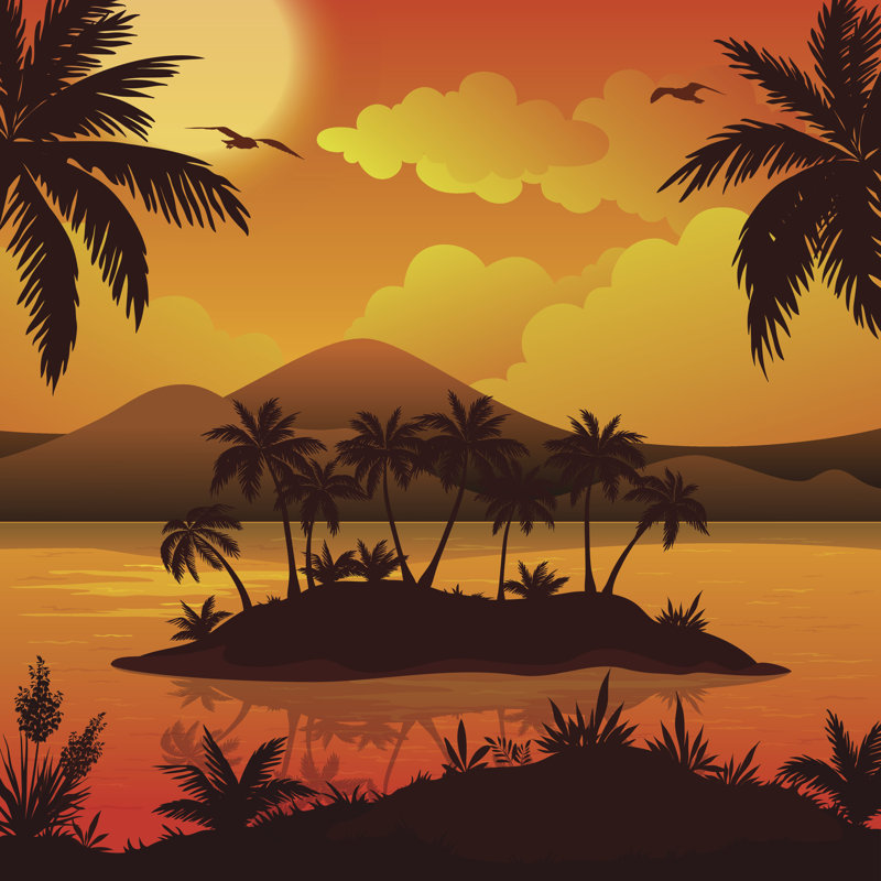 Debbie, île tropicale, impression sur toile tendue, H 12 po x l 12 po