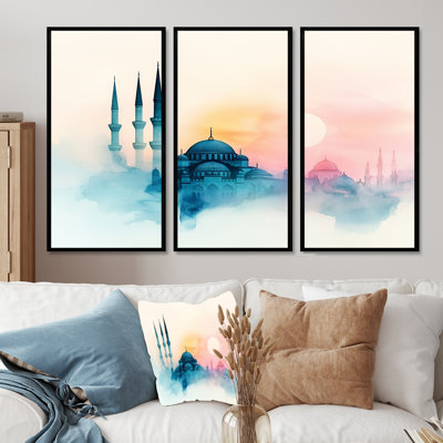 Mosque At Dawn Istanbul Turkey I - Islam Landscape Wall Décor Set