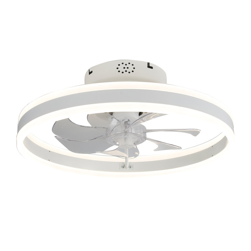 Ventilateur de plafond 19,7 "à profil bas avec lumières et télécommande, ventilateur encastré moderne, blanc Fandelier, Blanc