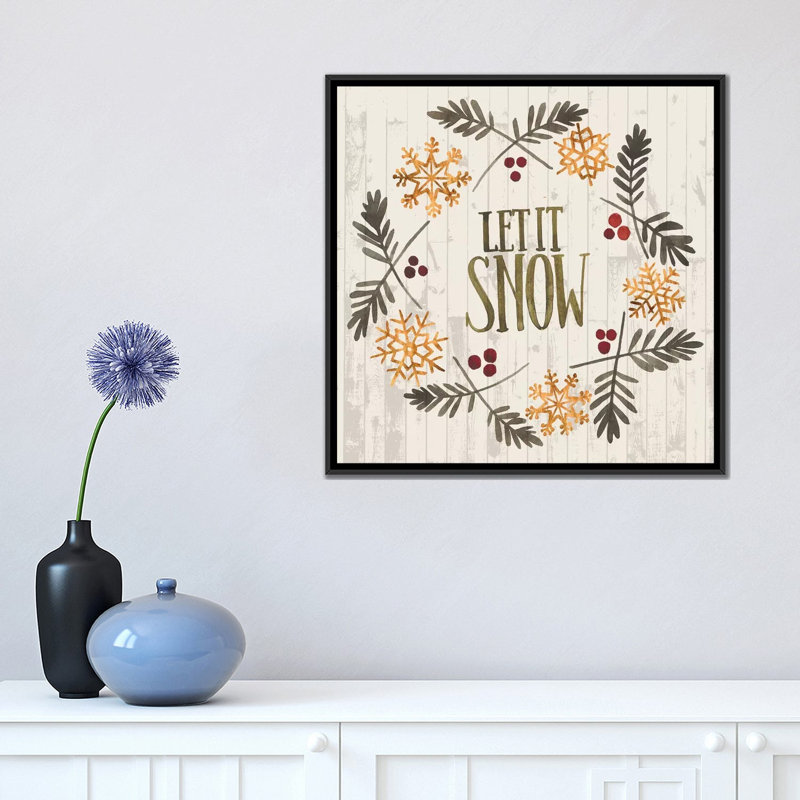 «Rustic Christmas VI», impression sur toile, H 18 po x l 18 po x P 1,5 po, Pas de tapis, Toile avec cadre noir