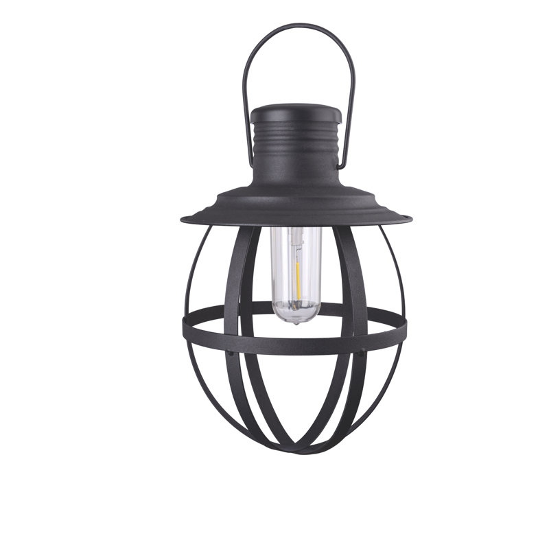 Rustic Black 11-Inch Metal Hanging LED Lantern