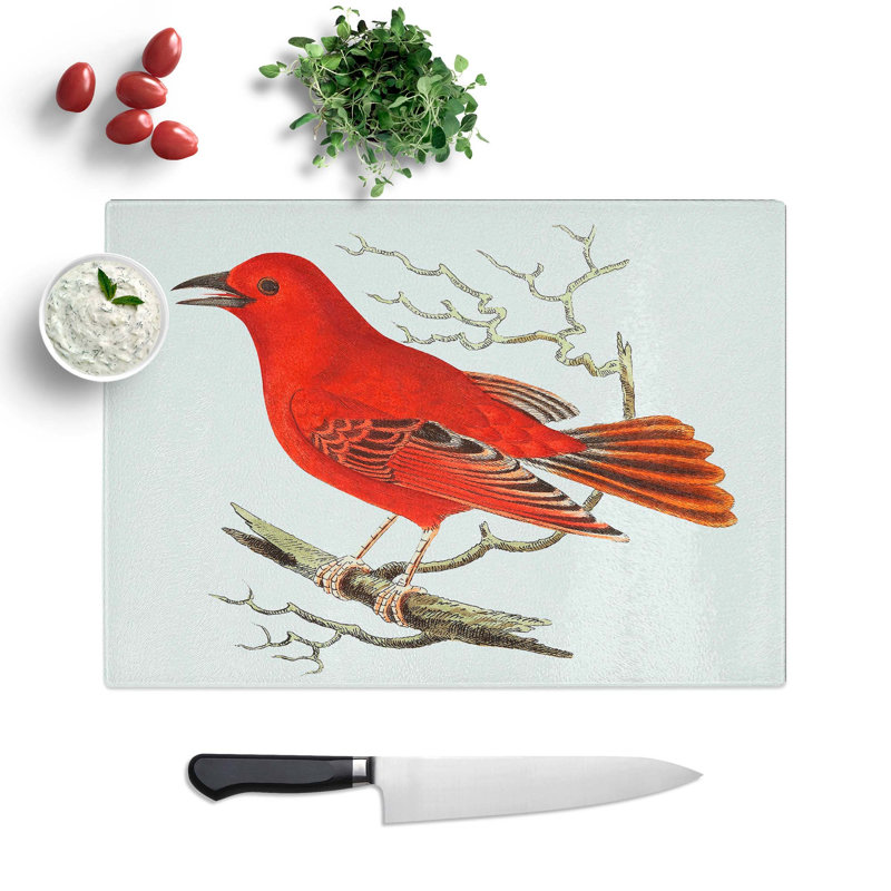 Glass Mississippi Tanager Bird by George Shaw Chopping Board, 39 cm W x 28.5 cm L