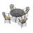 5-Piece Patio Dining Set, 48.03" Round Table with Umbrella Hole & 4 Armchairs with Beige Cushions-808283328-808283329