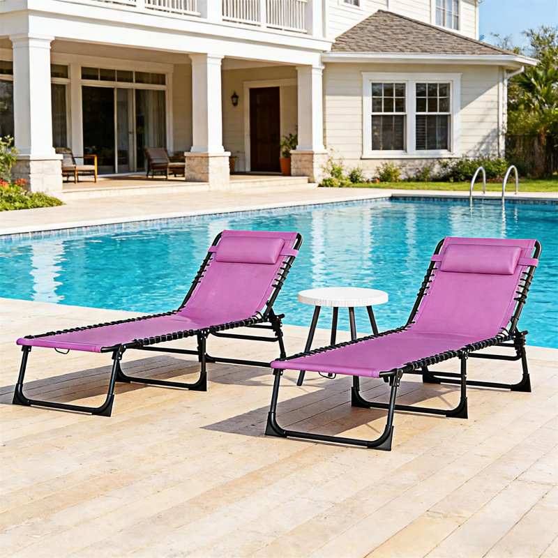 Outdoor Folding Chaise Lounge Pool Chairs