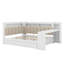 Lit de jour double avec tablettes et tête de lit tapissier, cadre de lit d'angle avec tiroirs et station de charge, lumière DEL et bureau-1123931549