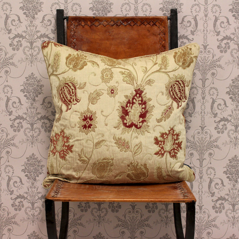 Zurich Floral Jacquard Cushion Cover, Burgundy Red, 45 x 45cm
