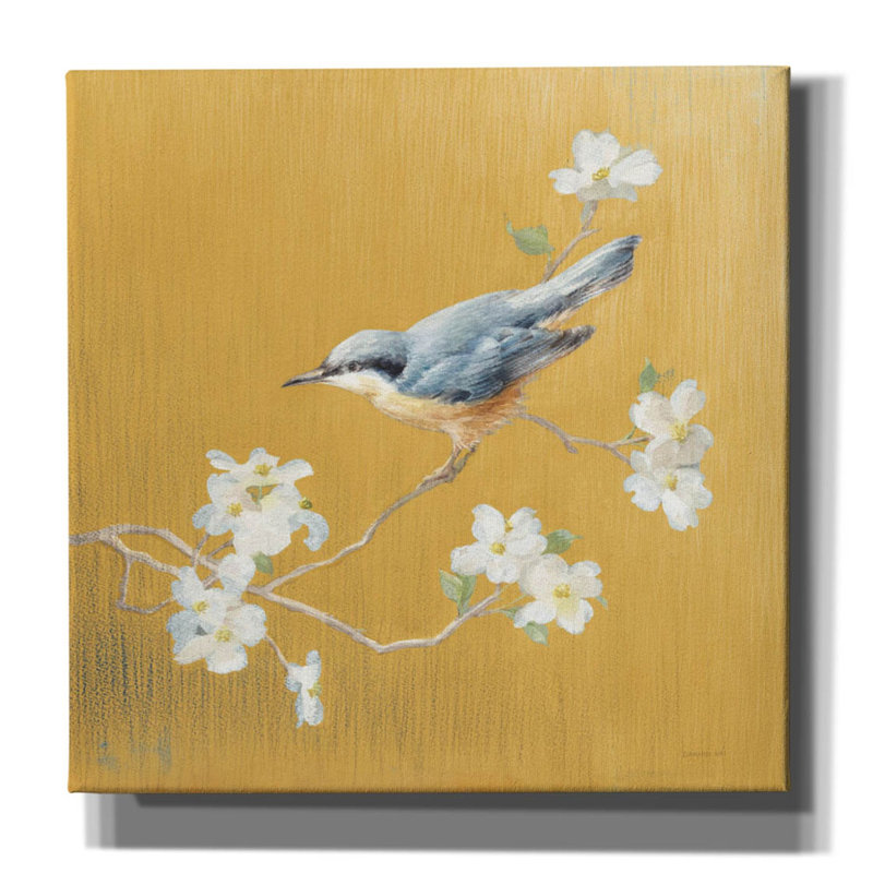  'Nuthatch On Gold' by Danhui Nai Canvas Wall Art