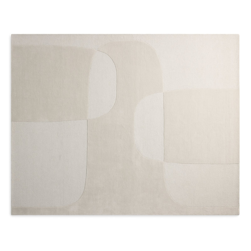 Bob and Weave Handmade Dhurrie Wool Abstract Area Rug, Rectangle 9' x 12', Natural
